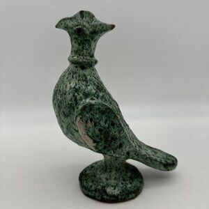 Vintage France Green Art Pottery Bird Statue Figurine